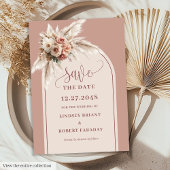 Botanical Boho Dusty Pink Pampas Save the Date Einladung