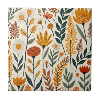 Botanical Boho Flowers Plants Design 390 Fliese