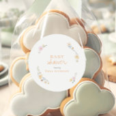 Botanical Boho flowers Script baby shower  Runder Aufkleber