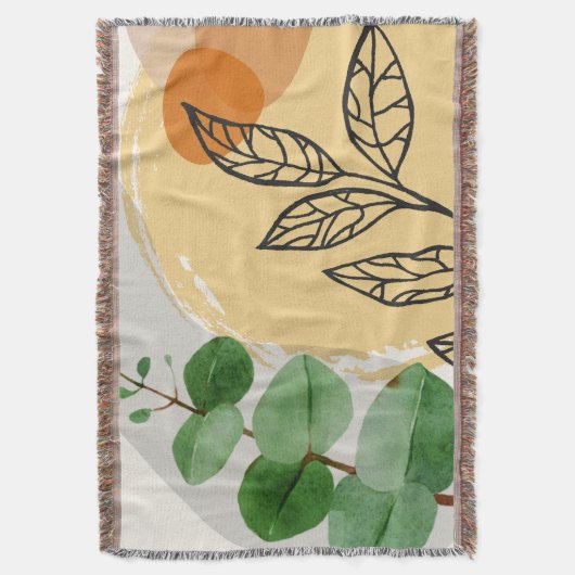 Botanical Boho Green Orange Decke (Vorderseite Vertikal)
