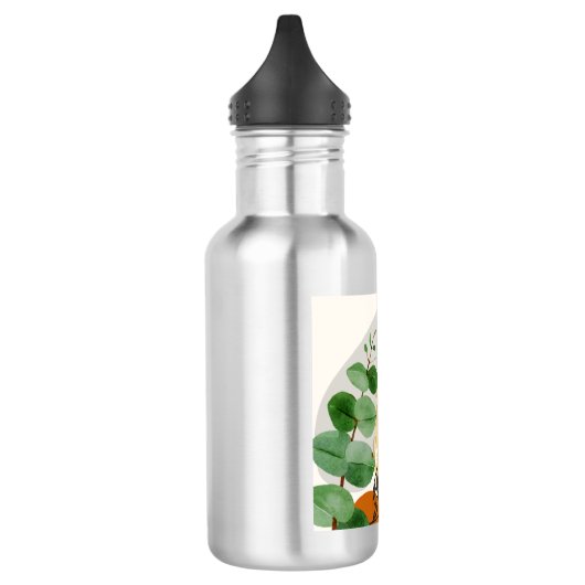 Botanical Boho Green Orange Edelstahlflasche (Links)