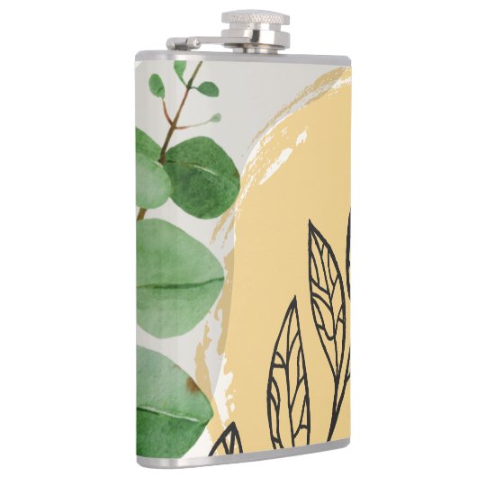 Botanical Boho Green Orange Flachmann (Rechts)