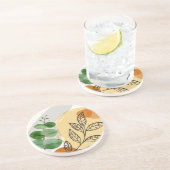 Botanical Boho Green Orange Getränkeuntersetzer (Seite)