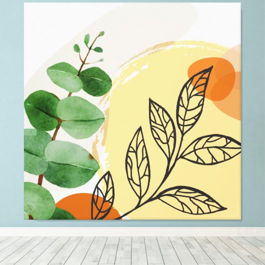 Botanical Boho Green Orange Leinwanddruck (Insitu (Holzboden))