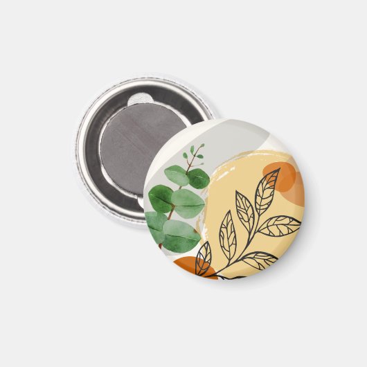 Botanical Boho Green Orange Magnet (Vorderseite/Rückseite)