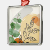 Botanical Boho Green Orange Ornament Aus Metall (Links)