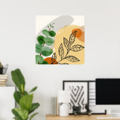 Botanical Boho Green Orange Poster (Heimbüro)