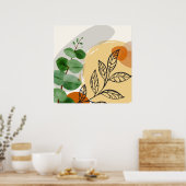 Botanical Boho Green Orange Poster (Küche)