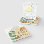 Botanical Boho Green Orange Steinuntersetzer (Seitenansicht)