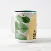 Botanical Boho Green Orange Zweifarbige Tasse (Vorderseite Links)