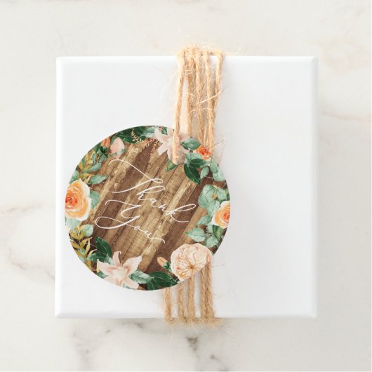 Botanical Boho Greenery Rustic Wood Vielen Dank Geschenkanhänger (Beispiel)