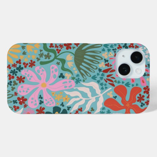 Botanical Boho Series Turqoise Case-Mate iPhone Hülle (Rückseite (Horizontal))