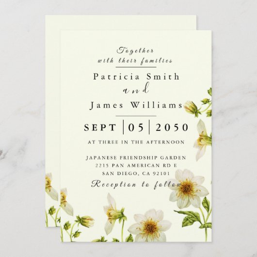 Botanical Boho Spring Wild Blume Wedding Invitati Einladung (Vorne/Hinten)