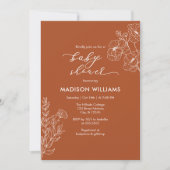 Botanical Boho Terracotta Floral Baby Dusche Einladung (Vorderseite)