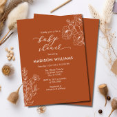 Botanical Boho Terracotta Floral Baby Dusche Einladung