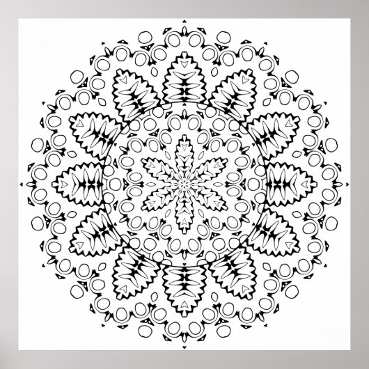 Botanical Burst Mandala with Petal Ring Design Poster (Vorne)