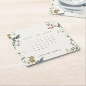 Botanical Calendar Save the Date Card Template Rechteckiger Pappuntersetzer (angewinkelt)