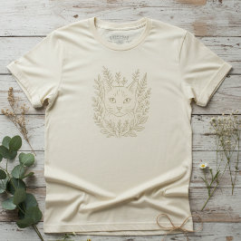 Botanical Cat Bloom Design – Floral Line Art Cat T-Shirt