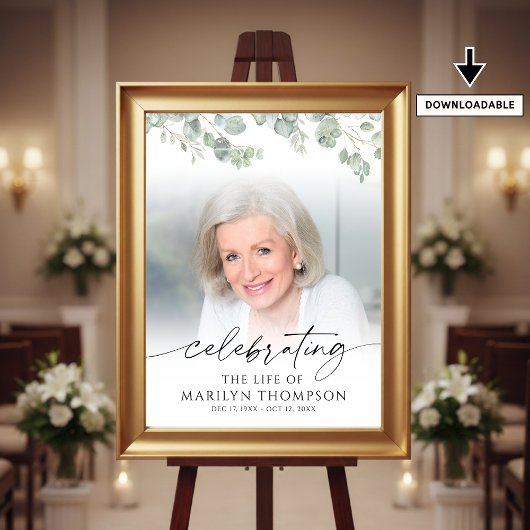 Botanical Celebrating the Life of Photo Memorial Poster