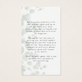 Botanical Celebrating the Life Photo Prayer Card (Rückseite)