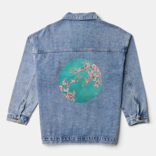 Botanical Cherry Blossom Denim Jacket Jeansjacke (Rückseite)