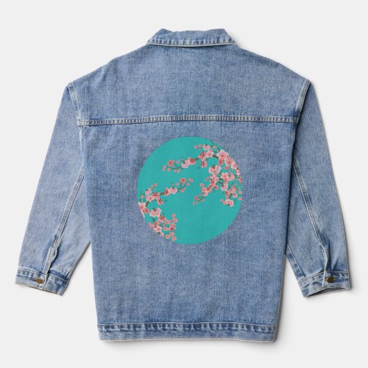 Botanical Cherry Blossom Denim Jacket Jeansjacke (Rückseite)