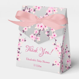 Botanical Cherry Blossoms Pink Gray Thank You Geschenkschachtel