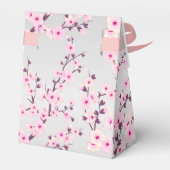 Botanical Cherry Blossoms Pink Gray Thank You Geschenkschachtel (Rückseite)