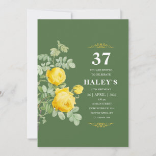 Botanical Chic Gelb & Grün Blumig 37. Geburtstag Einladung
