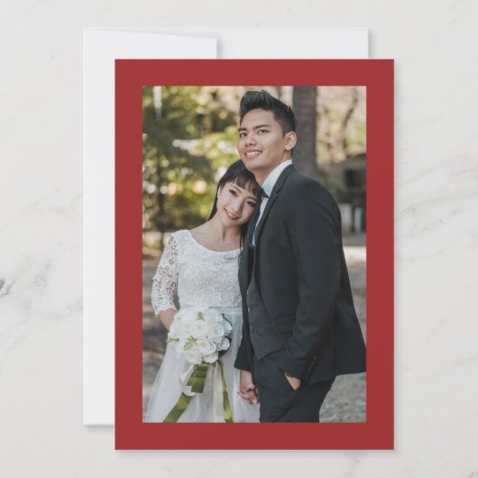 Botanical Chinese Wedding Double Happiness Symbol Dankeskarte (Rückseite)