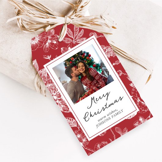 Botanical Christmas Favor Tags Geschenkanhänger