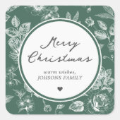 Botanical Christmas Quadratischer Aufkleber (Vorderseite)