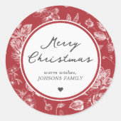 Botanical Christmas Runder Aufkleber (Vorderseite)