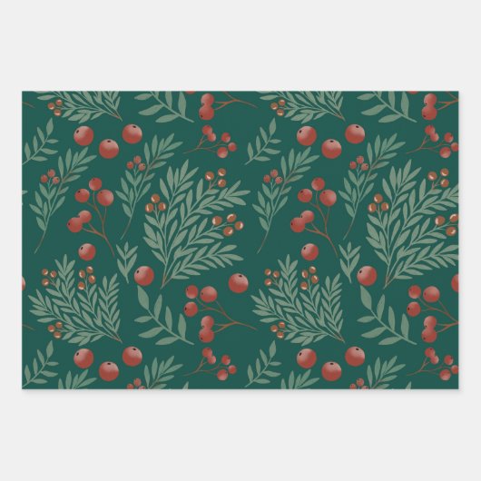 Botanical Christmas Wrapping Paper Geschenkpapier Set (Vorderseite 2)