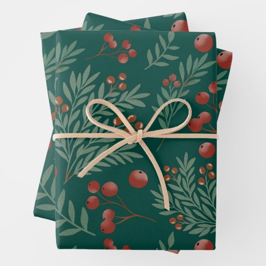Botanical Christmas Wrapping Paper Geschenkpapier Set (Beispiel)