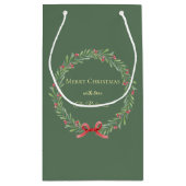 Botanical Christmas Wreath Modern Script Kleine Geschenktüte (Rückseite)