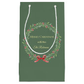 Botanical Christmas Wreath Modern Script  Kleine Geschenktüte (Vorderseite)