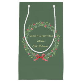 Botanical Christmas Wreath Modern Script Kleine Geschenktüte