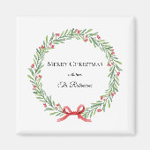 Botanical Christmas Wreath Modern Script Magnet (Vorne)