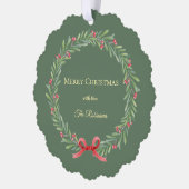 Botanical Christmas Wreath Modern Script Ornament Karte (Links)