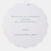 Botanical Christmas Wreath Modern Script Ornament Karte (Rückseite)