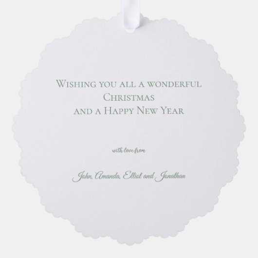 Botanical Christmas Wreath Modern Script Ornament Karte (Rückseite)