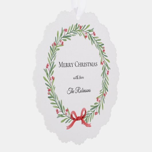 Botanical Christmas Wreath Modern Script  Ornament Karte (Rechts)