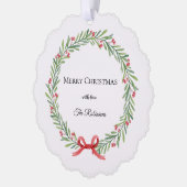 Botanical Christmas Wreath Modern Script Ornament Karte (Links)