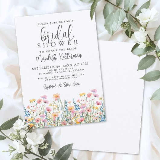 Botanical Colorful Wildflowers Bridal Shower Einladung