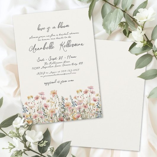 Botanical Colorful Wildflowers Bridal Shower Einladung