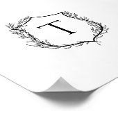 Botanical Crest Monogram Wedding Poster (Ecke)