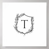 Botanical Crest Monogram Wedding Poster (Vorne)
