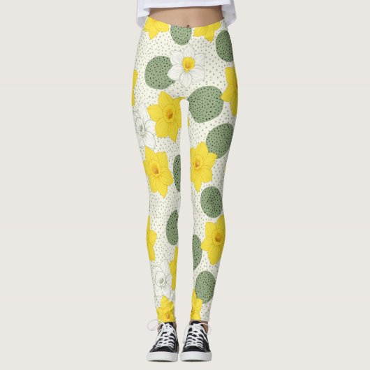 Botanical Daffodil Floral Geometric Pattern (1) Leggings (Vorderseite)