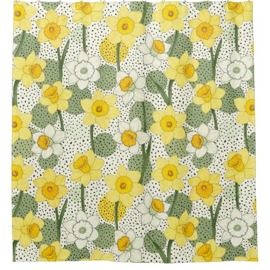 Botanical Daffodil Floral Geometric Pattern (3) Duschvorhang (Vorderseite)